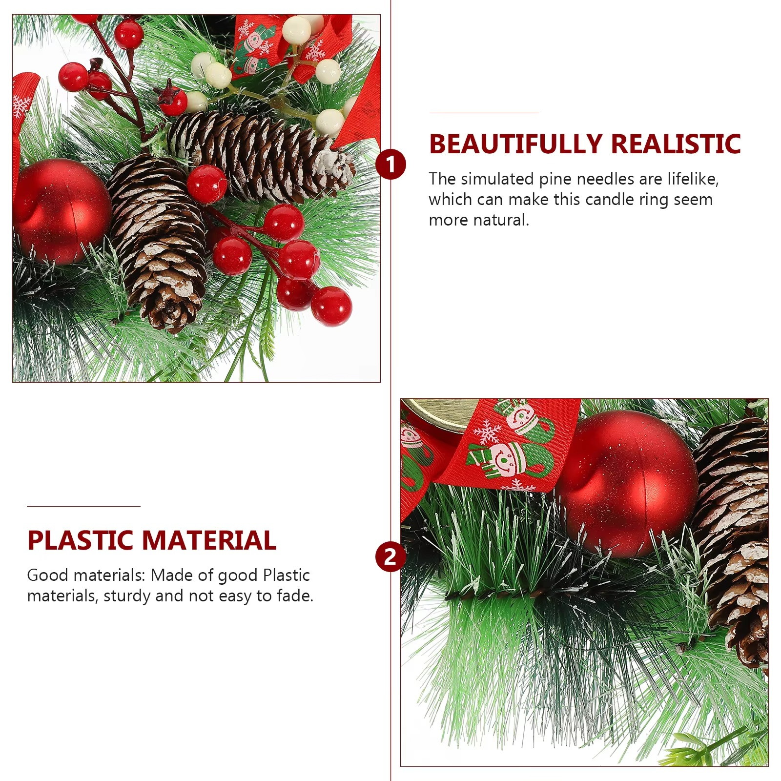 Christmas Holder Wreath Xmas Wreath Garland Decorative Ring For Party Wedding Home Table Centerpiece Door Hanging
