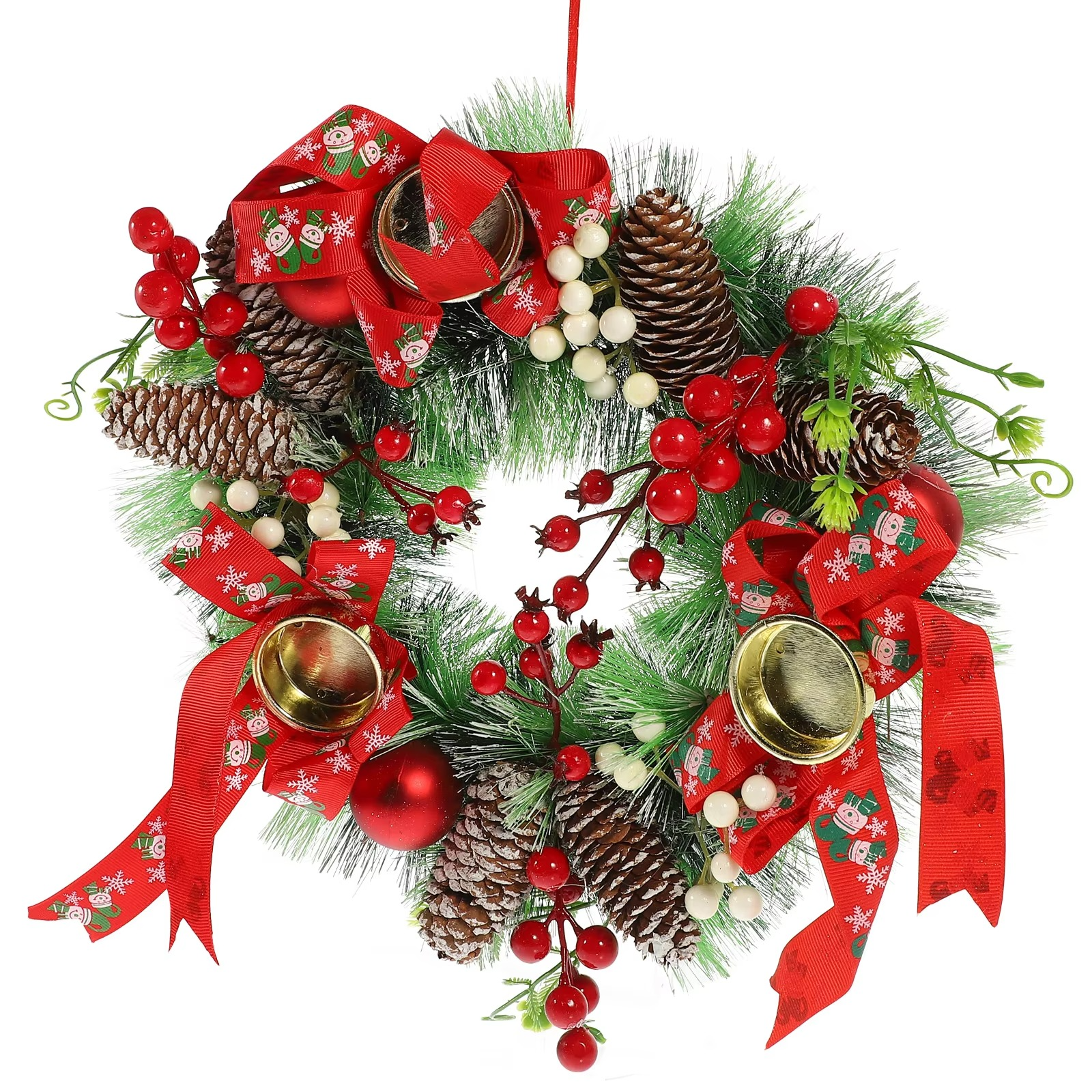 Christmas Holder Wreath Xmas Wreath Garland Decorative Ring For Party Wedding Home Table Centerpiece Door Hanging