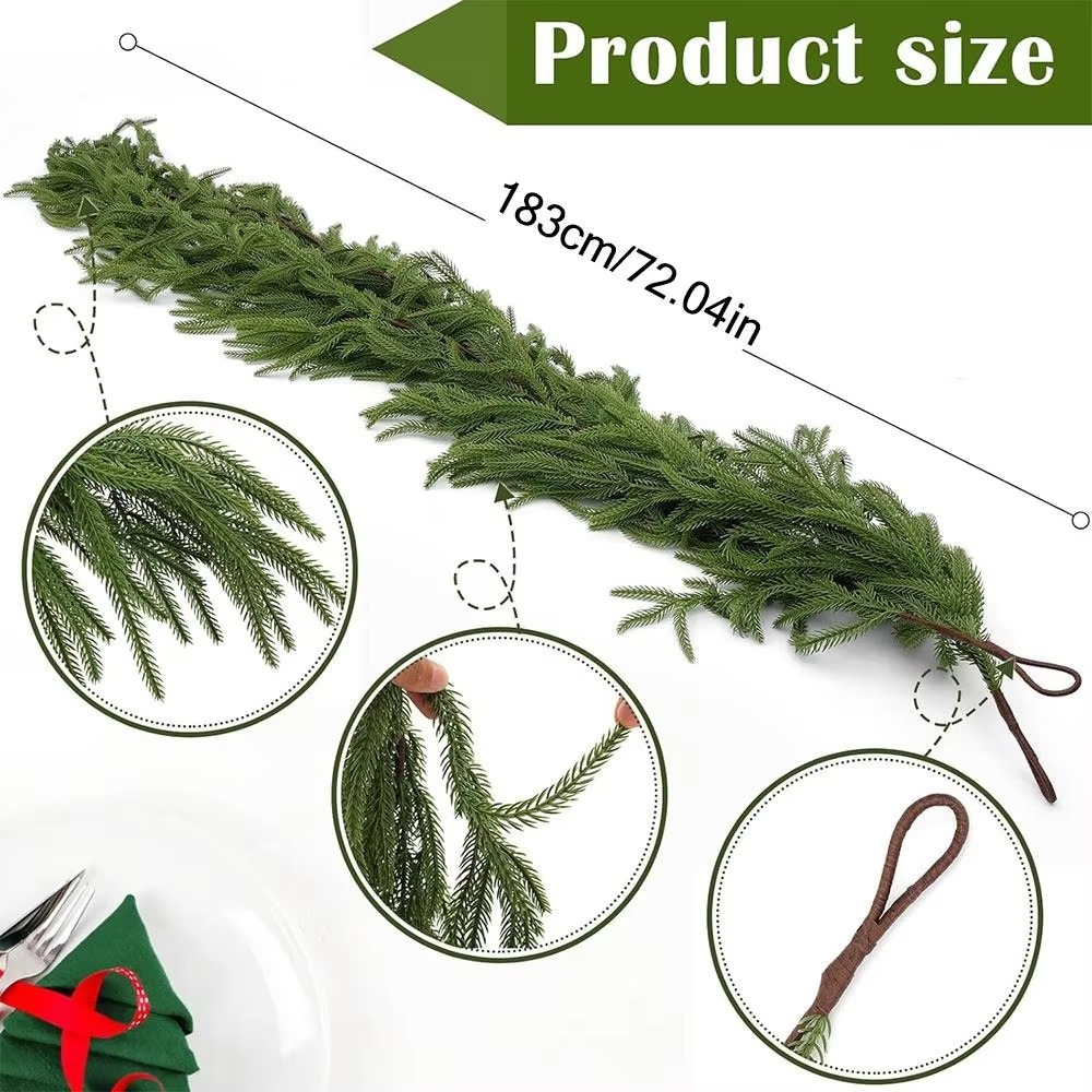 183cm Artificial Norfolk Pine Garlands Green Staircase Ornament Christmas Pine Wreath Party Supplies Wall Hanging