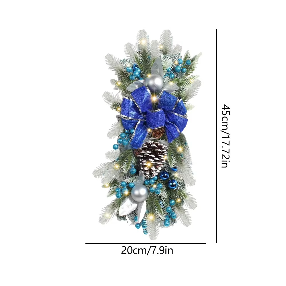 LED Christmas Swag Wreath Pendants Ornament Atmosphere Decorative Garland Door Window Decoration Staircase Wreath Party Supplies