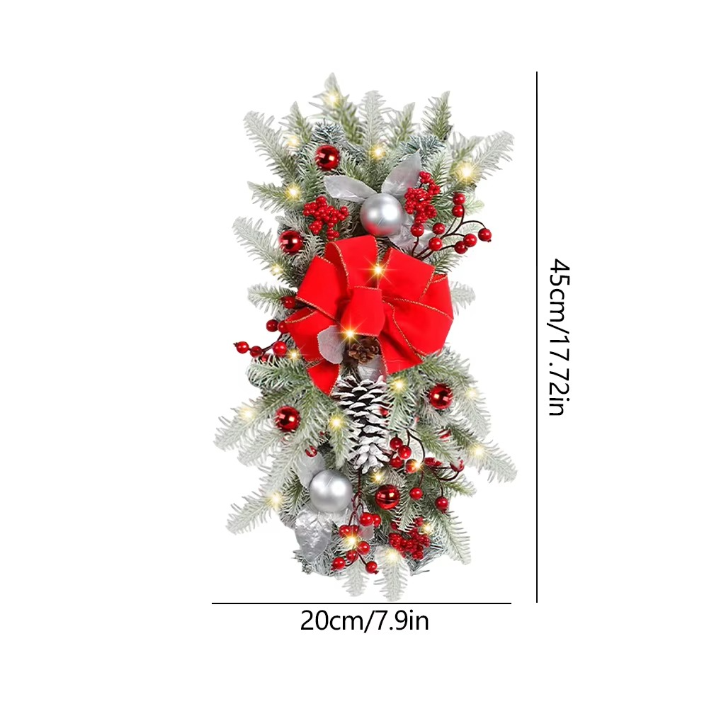 LED Christmas Swag Wreath Pendants Ornament Atmosphere Decorative Garland Door Window Decoration Staircase Wreath Party Supplies
