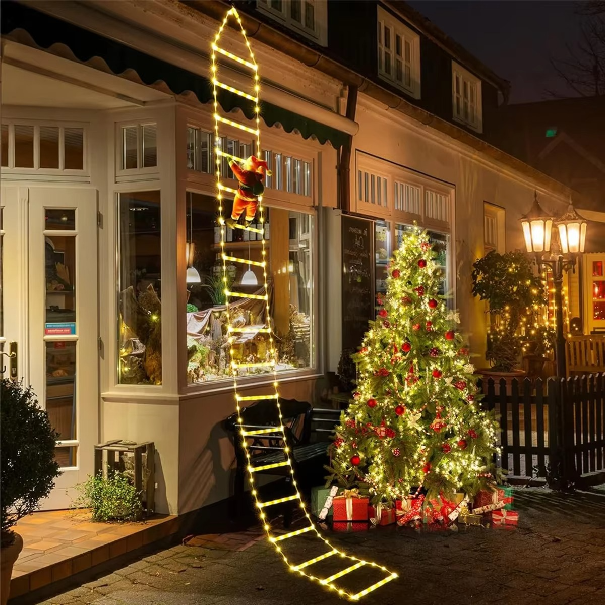 3M Santa Claus Climbing Ladder Outdoor Christmas Decoration Home Garden Cristmas Tree Ornement New Year Gift Xmas Tree Decor
