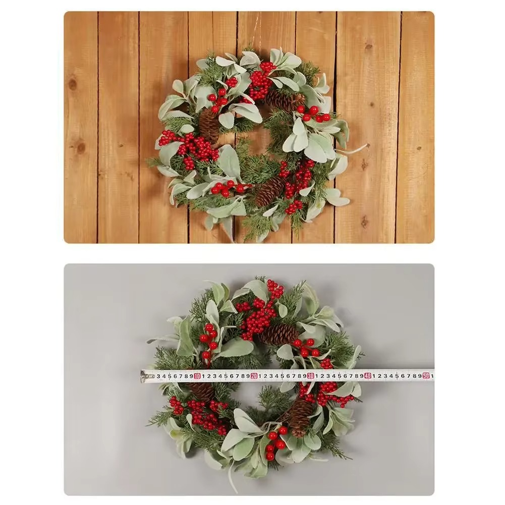 Artificial Garland Wreath Pine Cones Needles Berries For Christmas Door Fireplace Festival Wall Wedding Festive Party Supplies