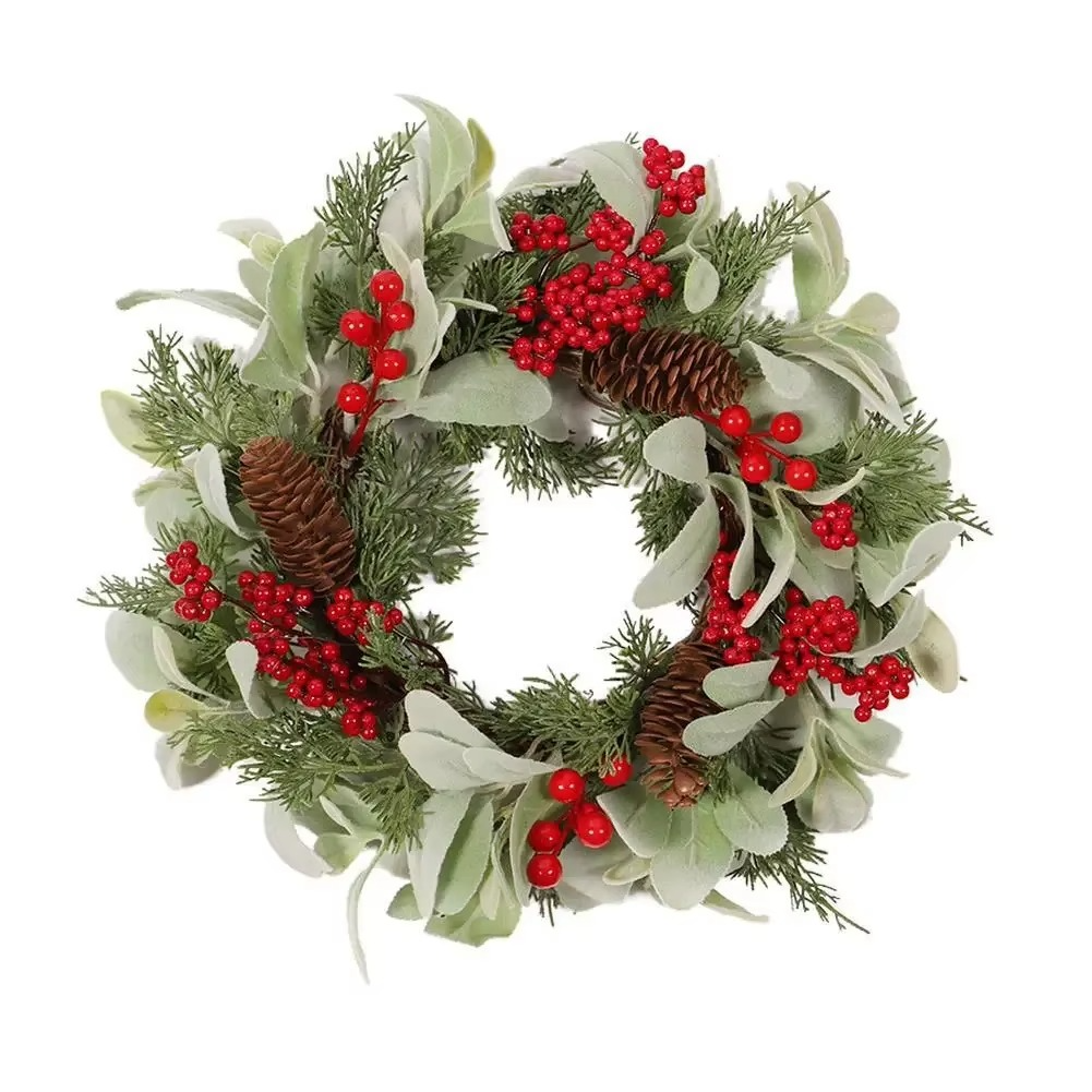 Artificial Garland Wreath Pine Cones Needles Berries For Christmas Door Fireplace Festival Wall Wedding Festive Party Supplies