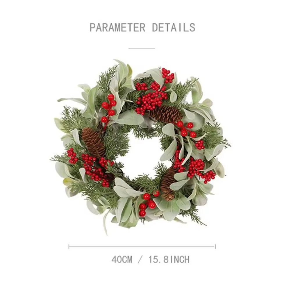 Artificial Garland Wreath Pine Cones Needles Berries For Christmas Door Fireplace Festival Wall Wedding Festive Party Supplies