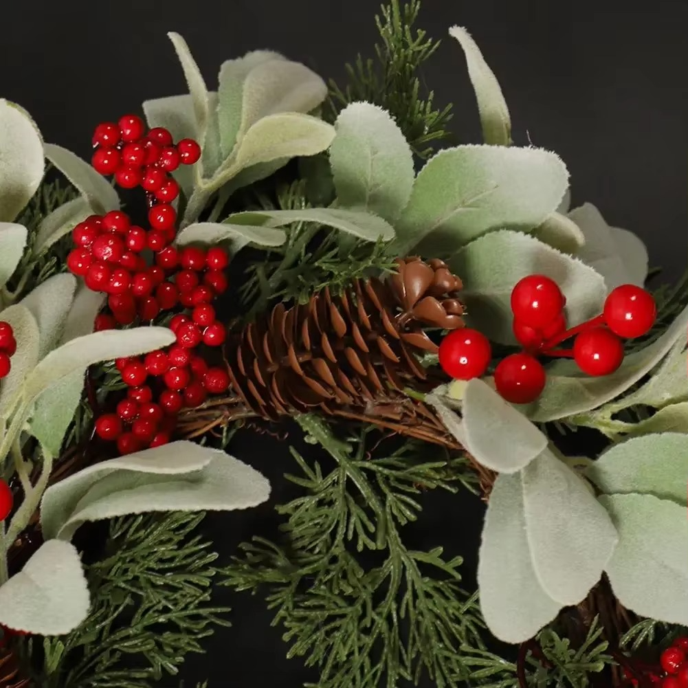 Artificial Garland Wreath Pine Cones Needles Berries For Christmas Door Fireplace Festival Wall Wedding Festive Party Supplies