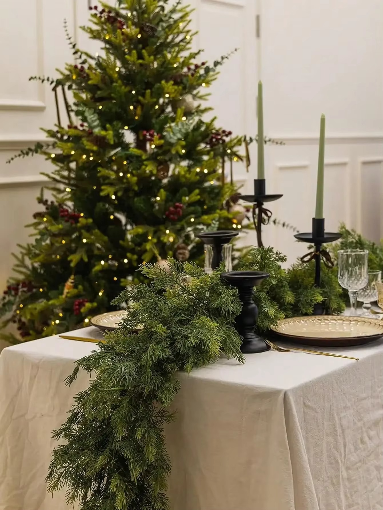 1.8M Artificial Norfolk Pine Garlands Real Touch Winter Pine Green Garland Table Mantle Wall Indoor Outdoor Christmas Decoration
