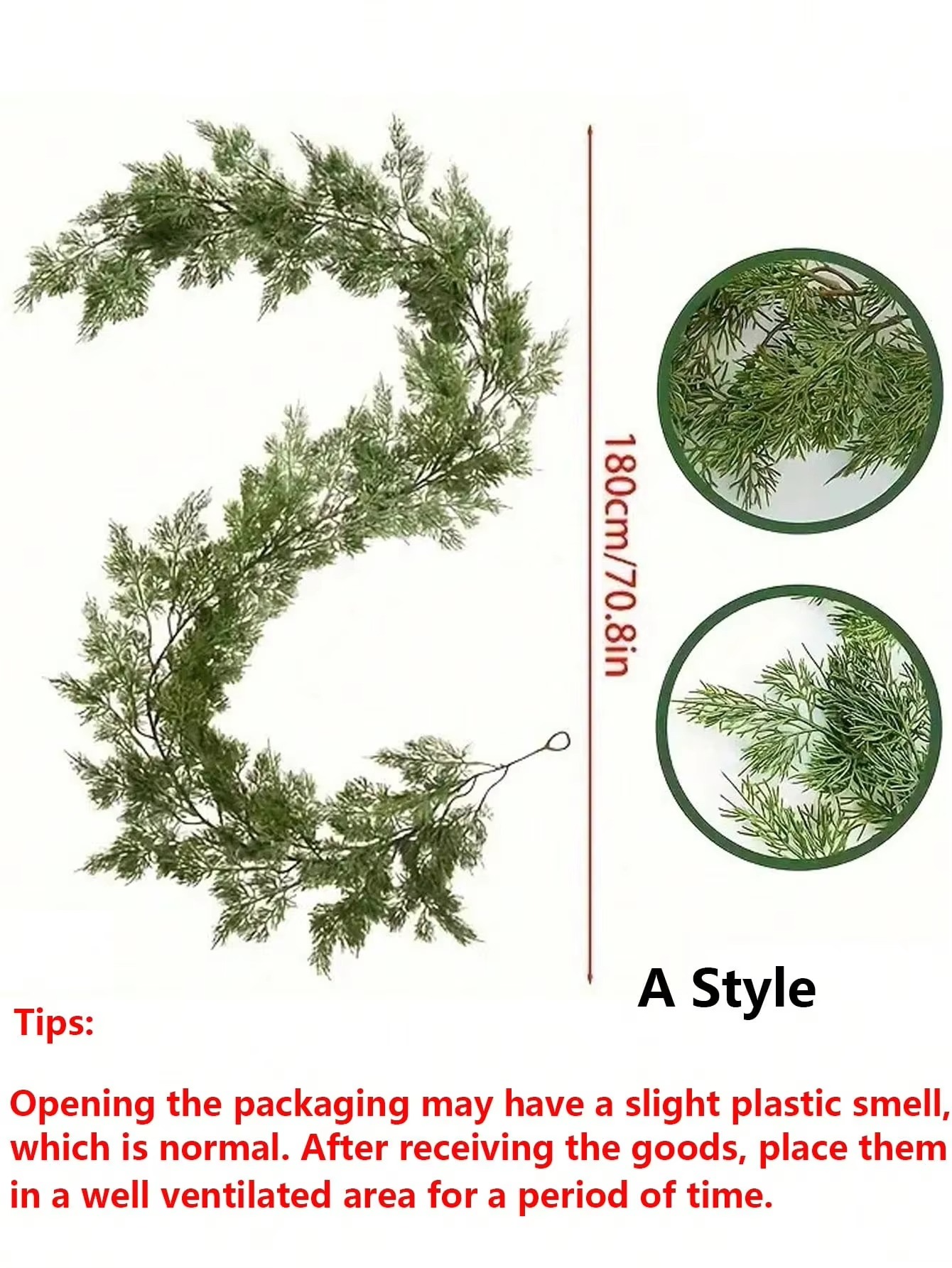 1.8M Artificial Norfolk Pine Garlands Real Touch Winter Pine Green Garland Table Mantle Wall Indoor Outdoor Christmas Decoration
