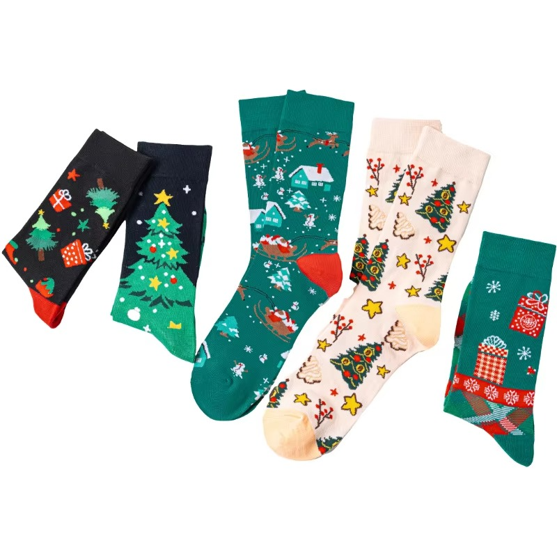 6 Pairs New Winter Women Christmas Socks Santa Claus Socks Elk Tide Women Sock Christmas Tree Gift Happy New Year Funny Socks