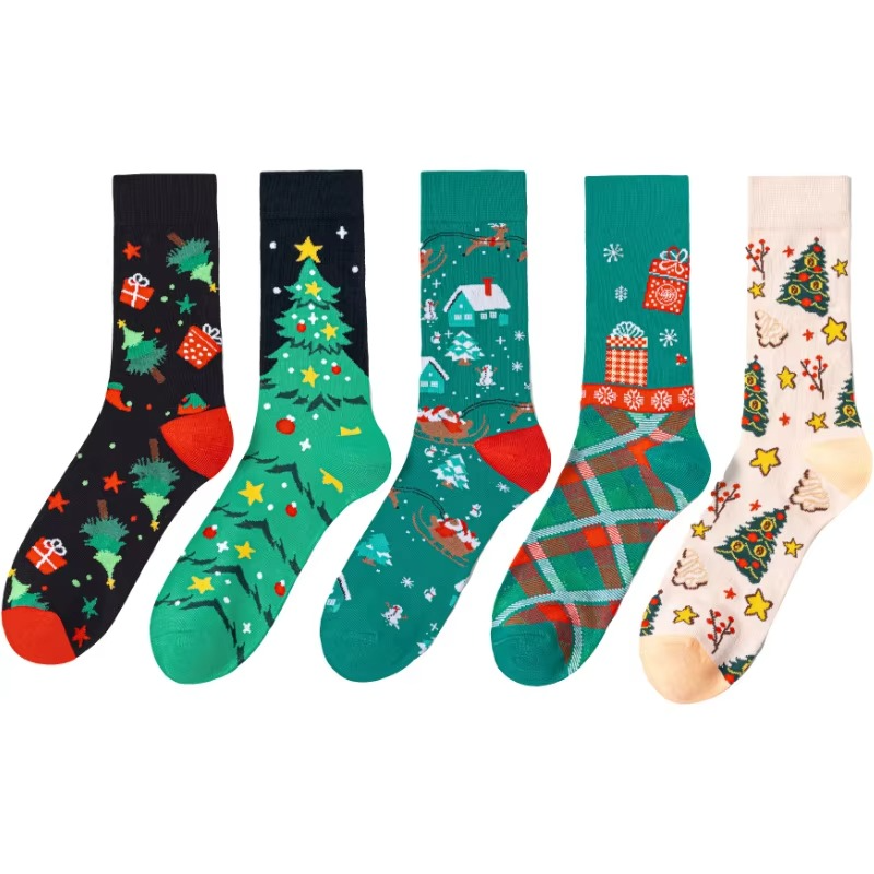 6 Pairs New Winter Women Christmas Socks Santa Claus Socks Elk Tide Women Sock Christmas Tree Gift Happy New Year Funny Socks