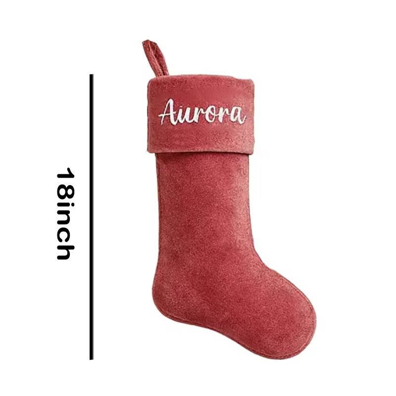 Personalized Name Velvet Santa Sack Custom Christmas Stocking for Kids Boys Girls Merry Xmas Eve Ornament Decoration Present Bag