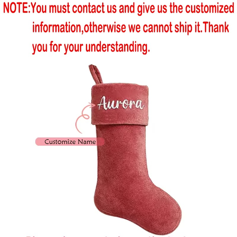 Personalized Name Velvet Santa Sack Custom Christmas Stocking for Kids Boys Girls Merry Xmas Eve Ornament Decoration Present Bag