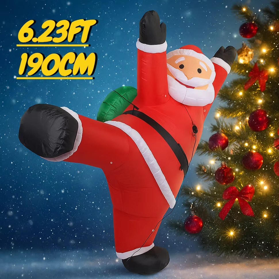 6.23FT Inflatable Toy Climb Santa Claus with LED Light Xmas for Yard Lawn Party Decoration Christmas Home Supplie Ornament Gift