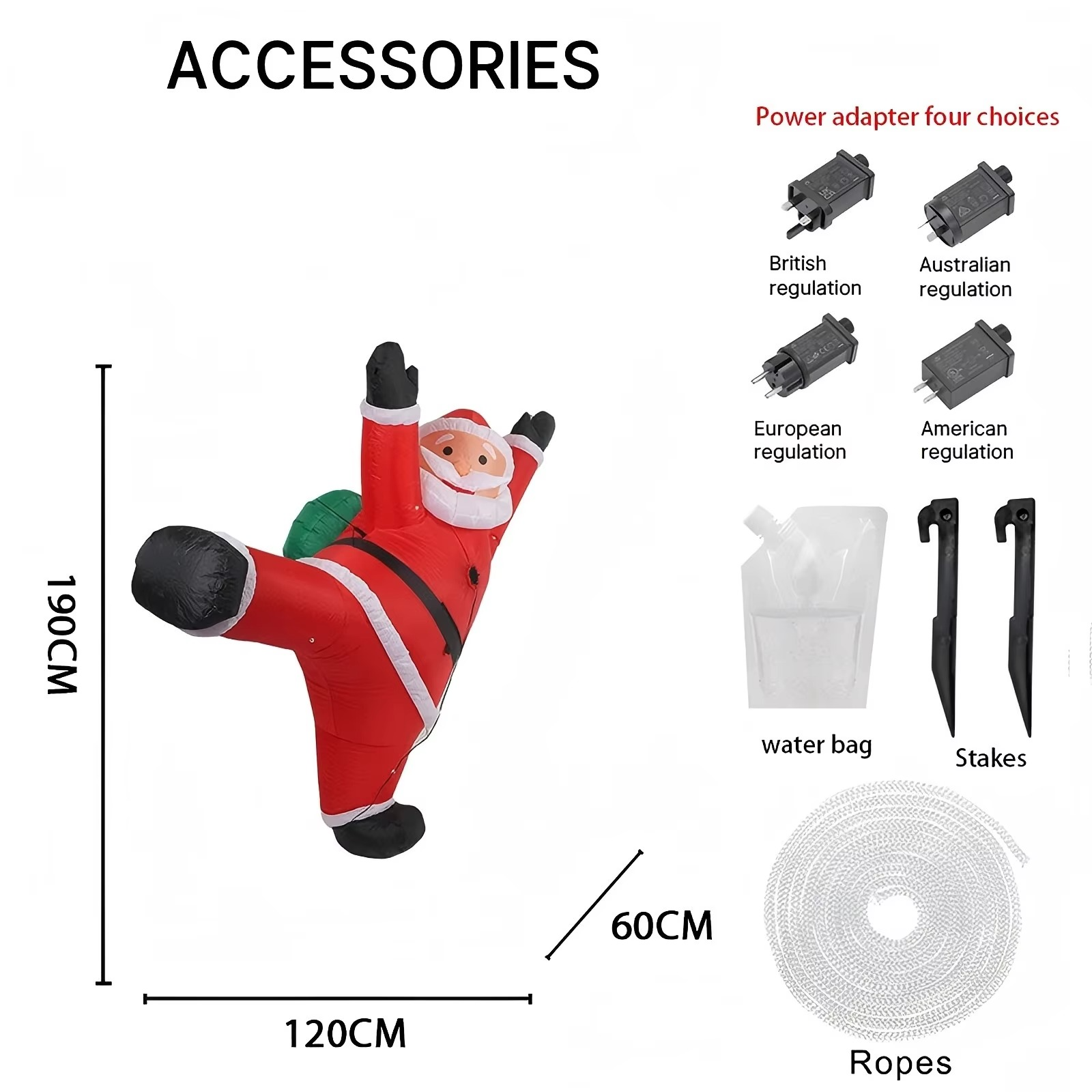 6.23FT Inflatable Toy Climb Santa Claus with LED Light Xmas for Yard Lawn Party Decoration Christmas Home Supplie Ornament Gift