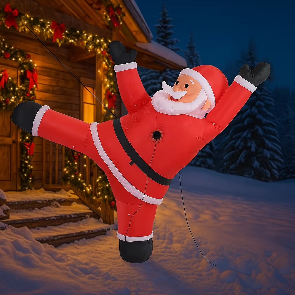 6.23FT Inflatable Toy Climb Santa Claus with LED Light Xmas for Yard Lawn Party Decoration Christmas Home Supplie Ornament Gift