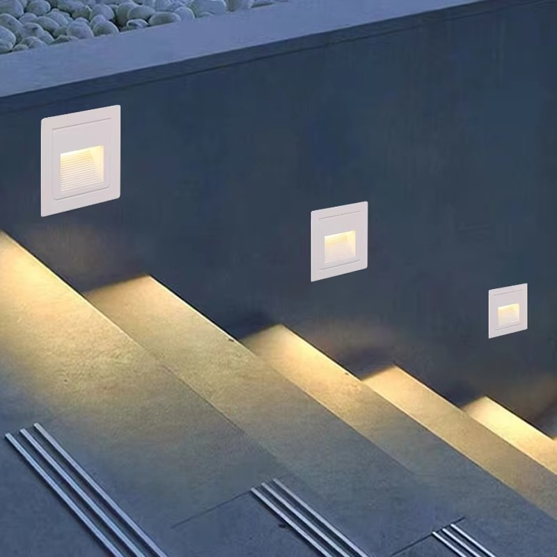 QLTEG led wall lamp 3W IP65 LED Stair Light Step Light Recessed buried lamp outdoor Waterproof Staircase Step lights AC85-265V