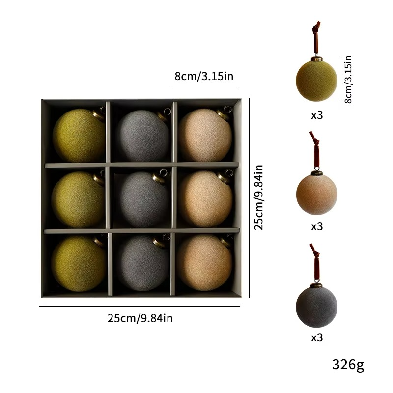 2025 New 8cm Plush Ball Velvet Christmas Ball Set Christmas Decorations Plush Ball Christmas Tree Decorative Pendant Gift