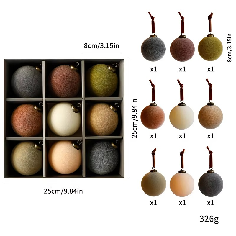 2025 New 8cm Plush Ball Velvet Christmas Ball Set Christmas Decorations Plush Ball Christmas Tree Decorative Pendant Gift