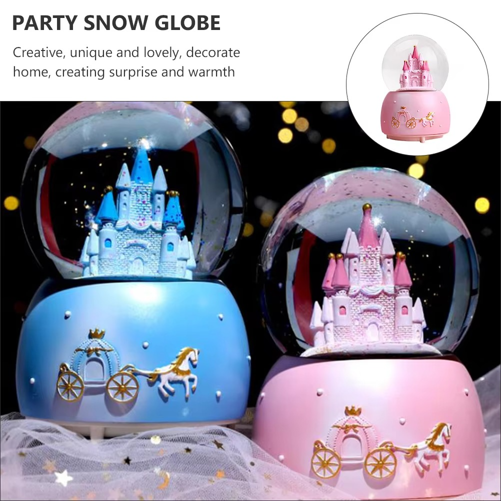 Castle Crystal Ball Music Box Snow Globe Clear Glass Ball Home Decor Gift For Party Holiday Supplies Festive Diy Decorations