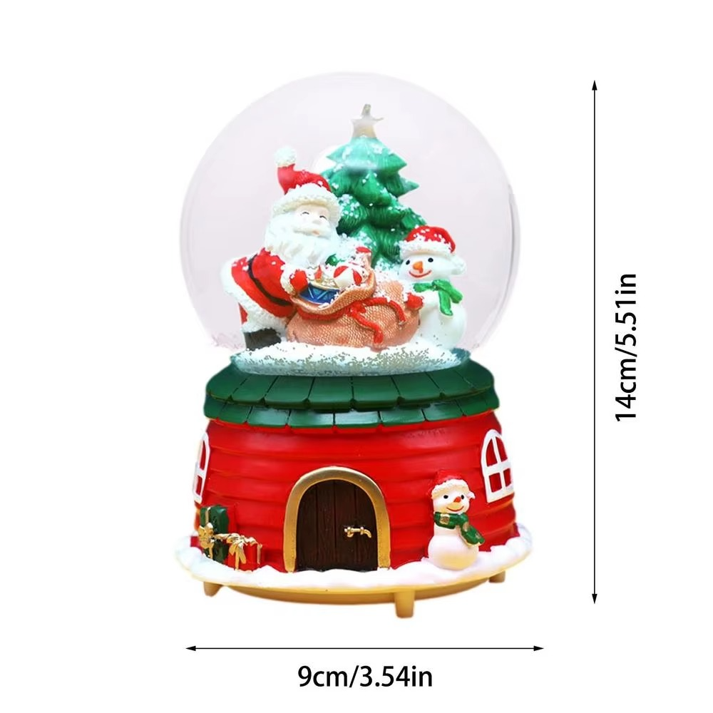 Creative Christmas Snowflake Crystal Ball Rotating Music Box Santa Elk Snow Globe Table Decor Birthday Christmas Gift For Kids