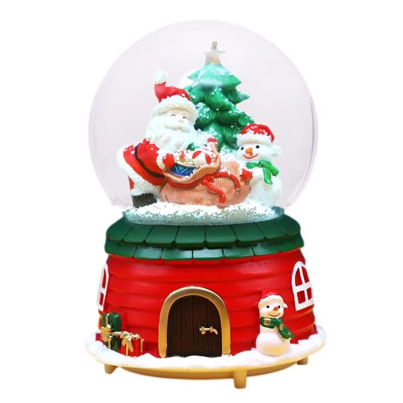 Creative Christmas Snowflake Crystal Ball Rotating Music Box Santa Elk Snow Globe Table Decor Birthday Christmas Gift For Kids