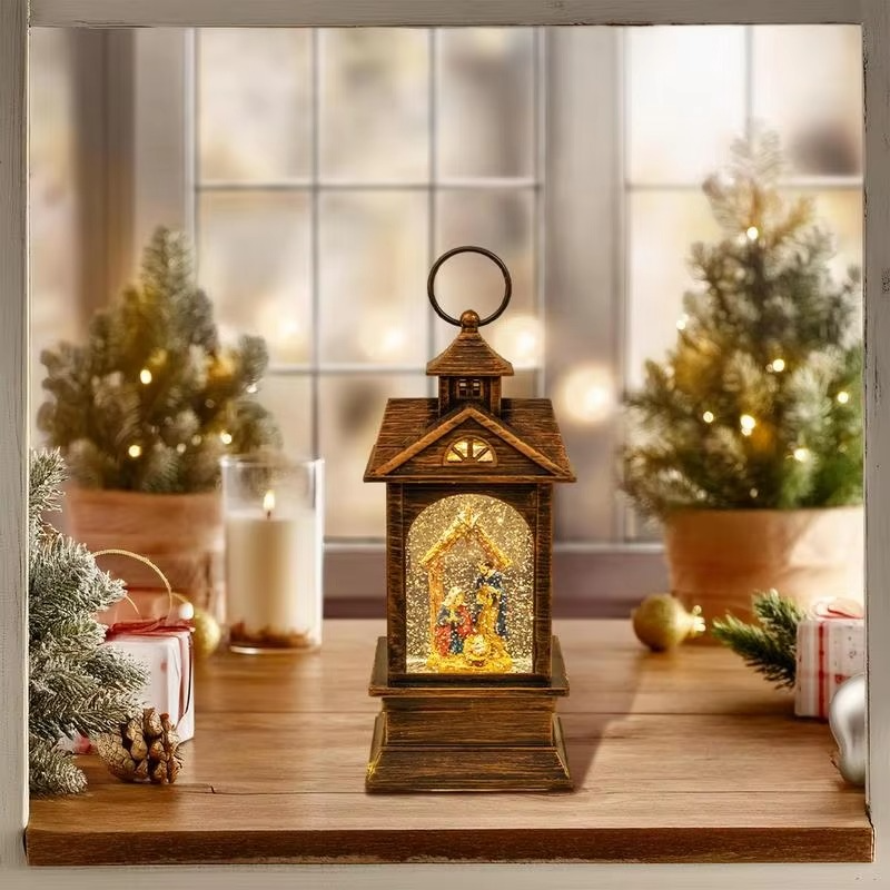 Christmas Snow Globe Lantern Creative Christmas Crystal Lamp delicate exquisite Battery-Operated Nativity Scene Snow Globe lamp