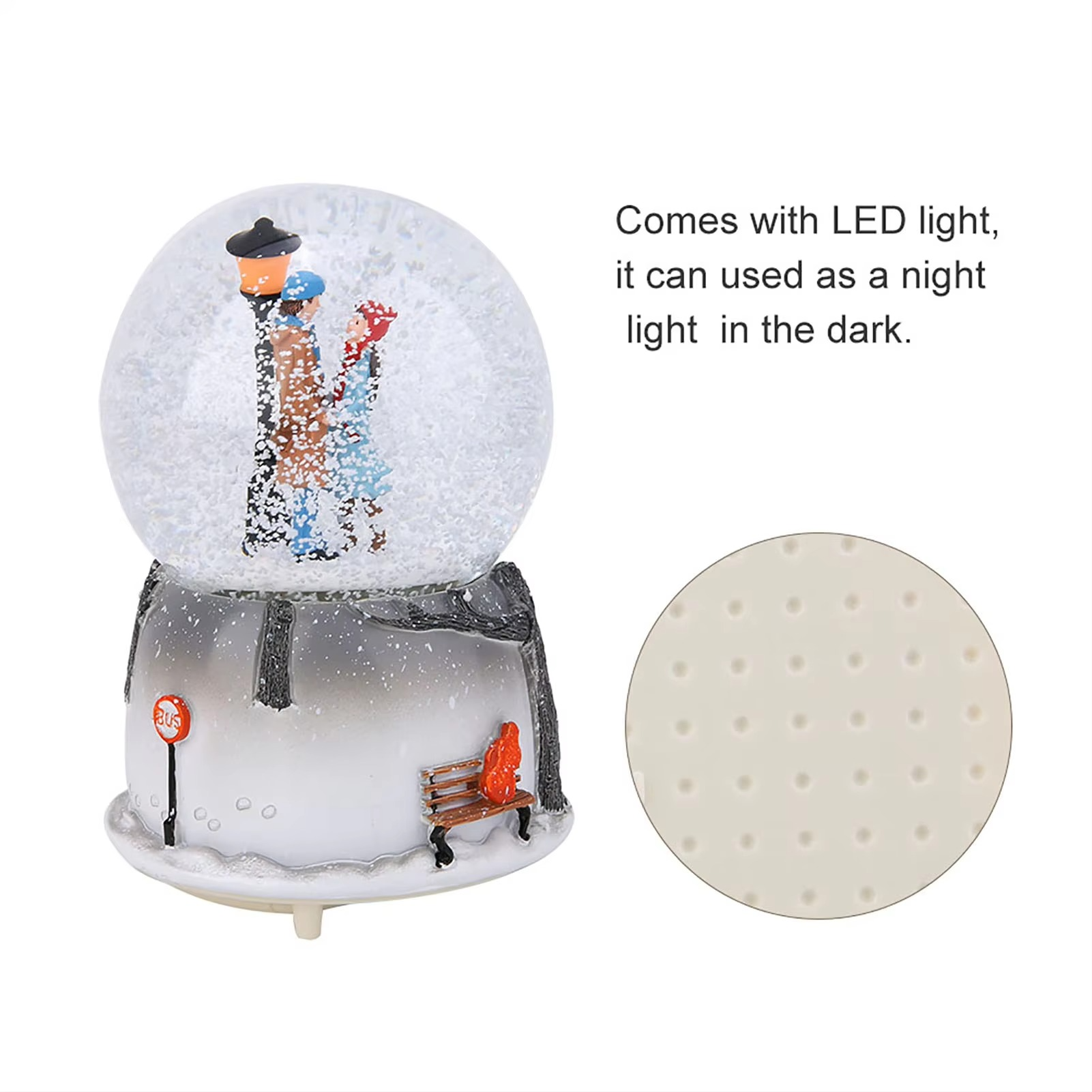 Novelty Night Light Musical Snow Globe Music Box Desktop Ornament
