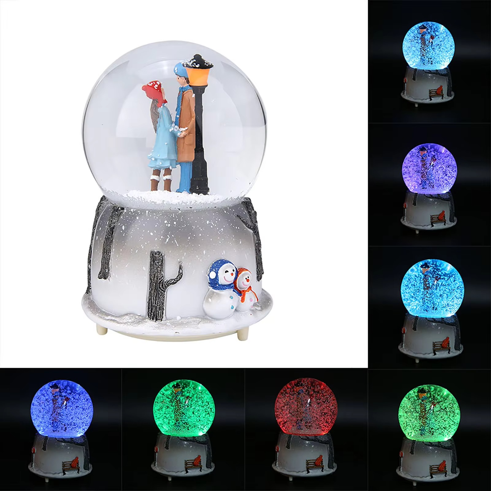 Novelty Night Light Musical Snow Globe Music Box Desktop Ornament