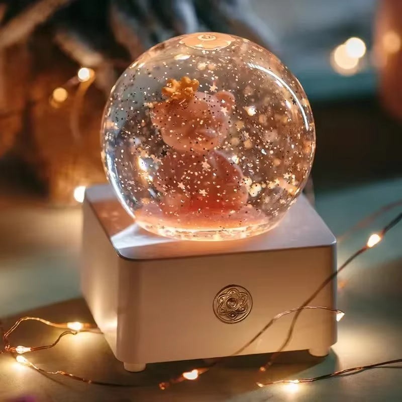 Unicorn Crystal Ball Music Box Snow Globe Night Lamp Birthday Gift for Girls Children Christmas Gift Music Crafts with Snowflake