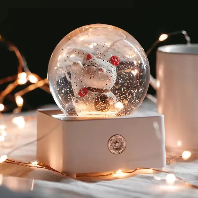 Unicorn Crystal Ball Music Box Snow Globe Night Lamp Birthday Gift for Girls Children Christmas Gift Music Crafts with Snowflake