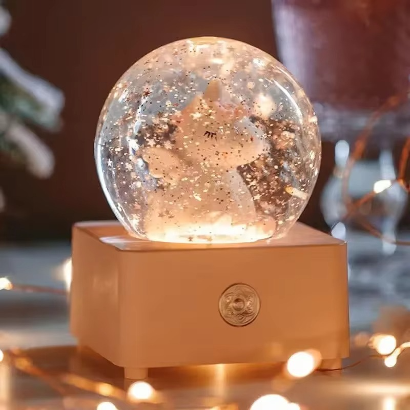 Unicorn Crystal Ball Music Box Snow Globe Night Lamp Birthday Gift for Girls Children Christmas Gift Music Crafts with Snowflake