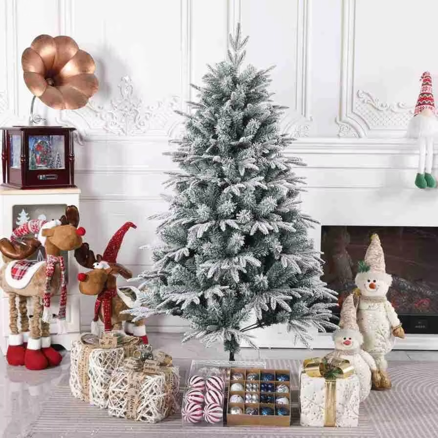 New Luoxue PE mixed PVC flocking Christmas tree, simulated light snow effect 1.2 meters 260 branches