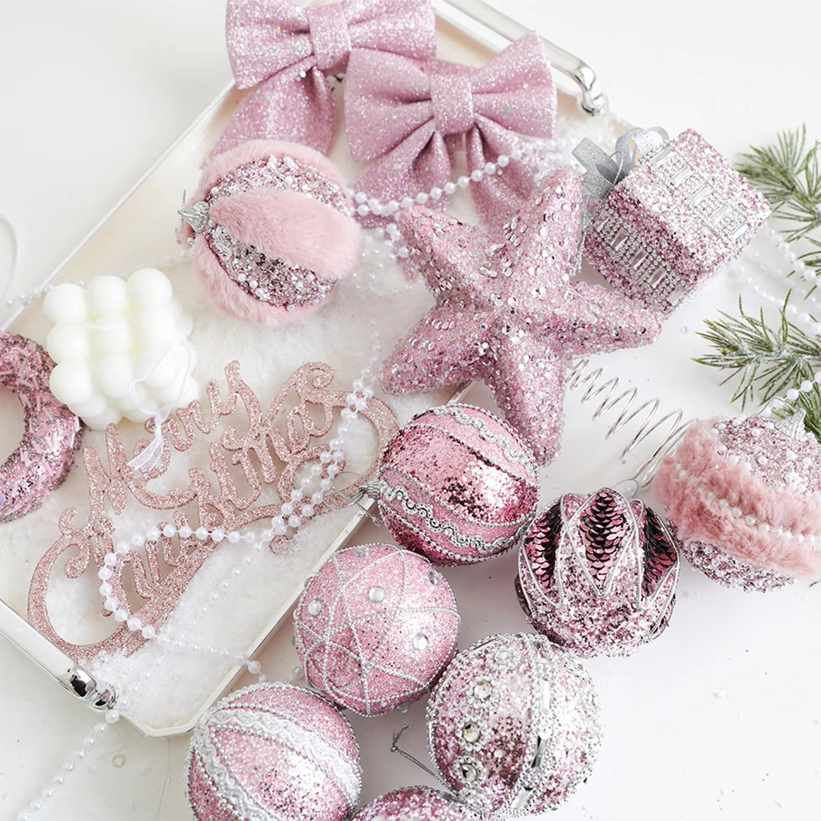 Christmas Decorative Hanging Ball Convenient to Install Sparkling Ball Ornaments Suitable for Home Office Shop