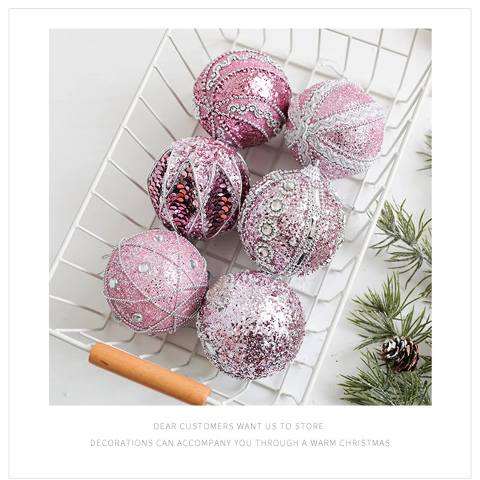 Christmas Decorative Hanging Ball Convenient to Install Sparkling Ball Ornaments Suitable for Home Office Shop