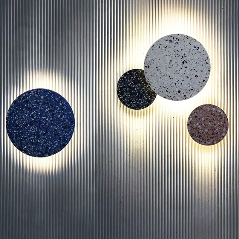 Fashion Creative Cement Round LED Decor Home Wall Lamp Bar Bedroom Foyer Dining Room Lighting Fixtures