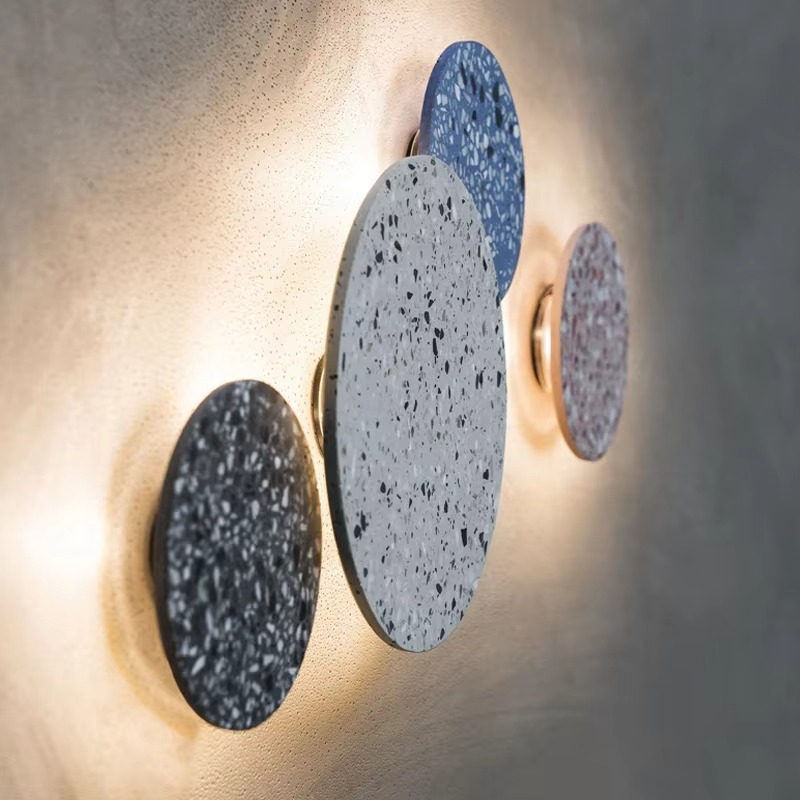 Fashion Creative Cement Round LED Decor Home Wall Lamp Bar Bedroom Foyer Dining Room Lighting Fixtures