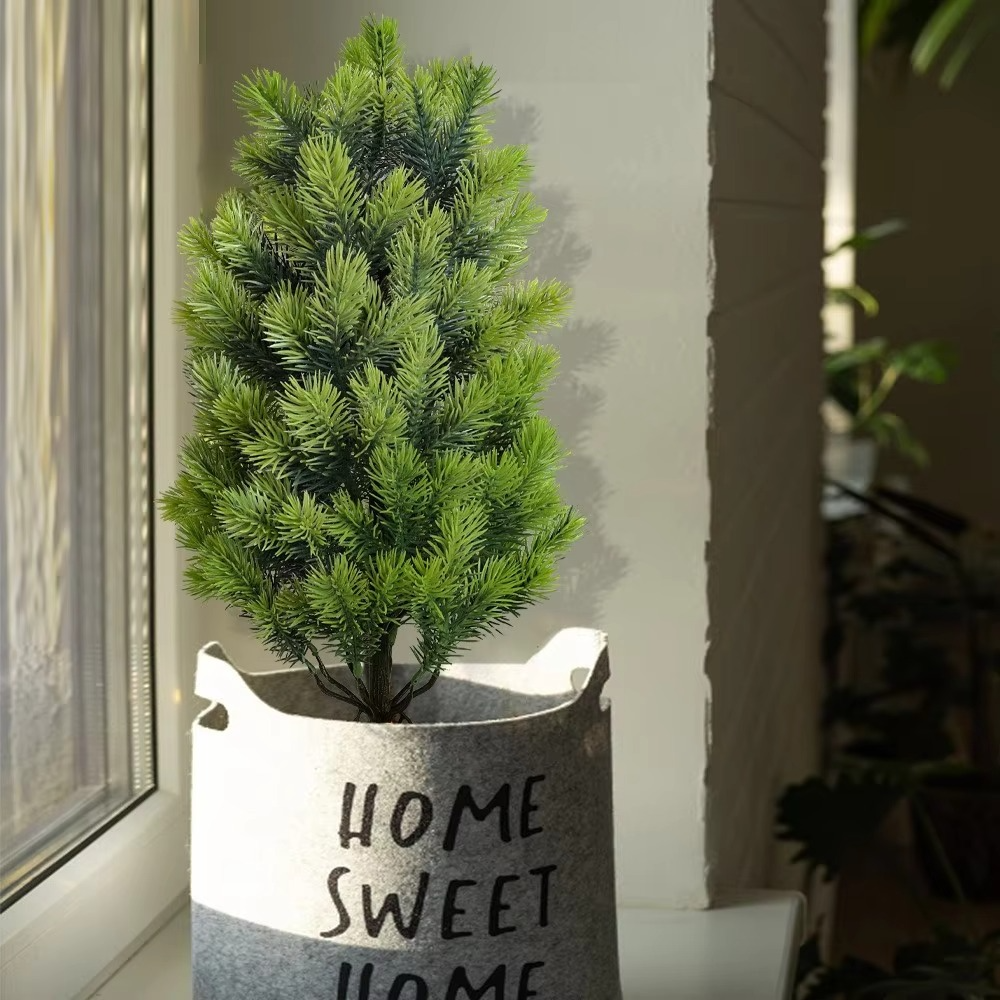 2pcs Artificial Christmas Trees, Home and Garden Decorative Plants, Outdoor Garden Decorative Artificial Pine Needles