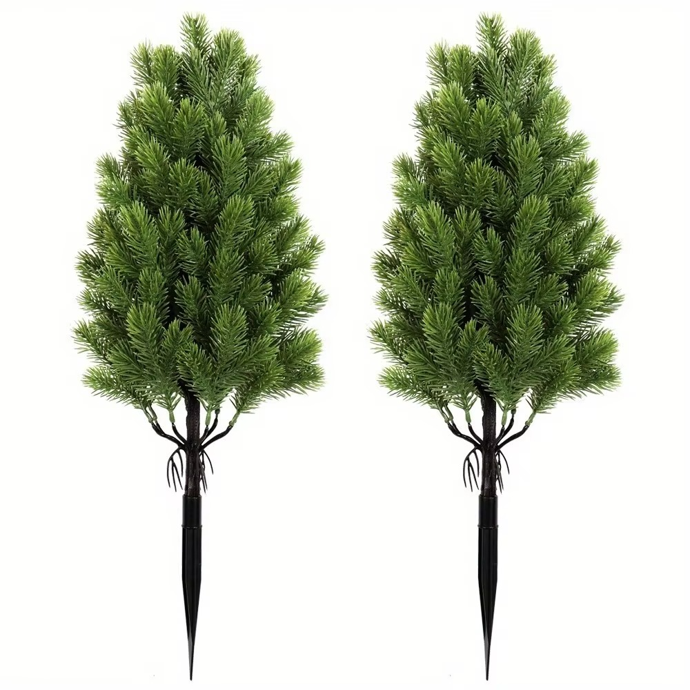 2pcs Artificial Christmas Trees, Home and Garden Decorative Plants, Outdoor Garden Decorative Artificial Pine Needles