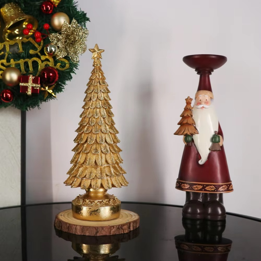 30.5cm Golden Christmas Tree Ornaments Resin Crafts Lighting Home Party Atmosphere Decoration Living Room Bedroom Desktop Decor