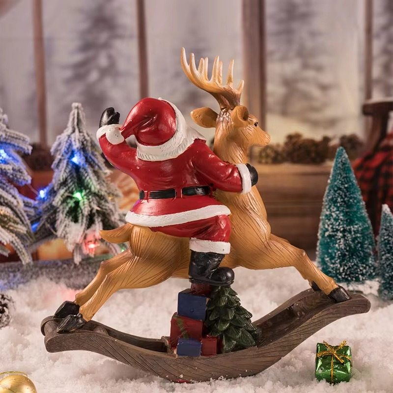 Santa Claus Ridding Deer Ornament Gingerbread Man Xmas Christmas Atmosphere Desktop decoration Christmas Gift For Children