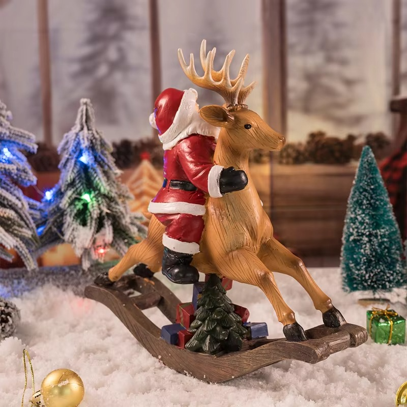 Santa Claus Ridding Deer Ornament Gingerbread Man Xmas Christmas Atmosphere Desktop decoration Christmas Gift For Children