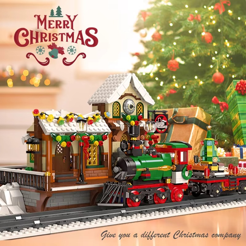 2023 City Creativity Winter Village Christmas House Christmas ART House Model Building Blocks Bricks Kids Toys Christmas Gift