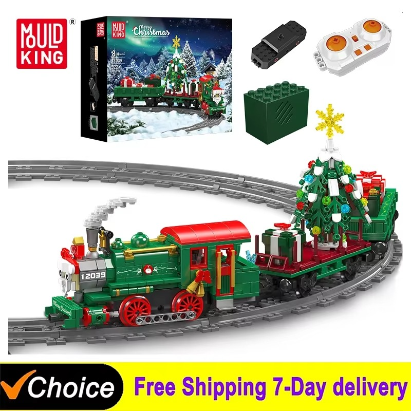 For Gifts 12039 Technical Christmas Train Building Block The Remote Control Winter Holiday Model Assembly Toys For Kids Gifts