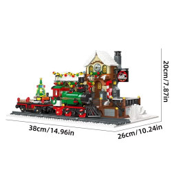 NEW Creative Christmas Train Station Architectural Scenery Building Blocks Bricks Model Assembly DIY Toys for Kid Christmas Gift