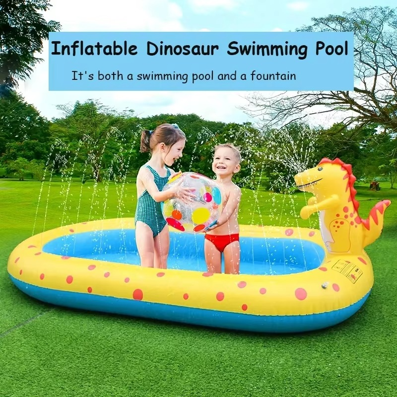 Children Swimming Pool Inflatable Spray Water Play Pool Toys Dinosaur Sprinkler Games Kids Summer Outdoor Pool Garden Water Toys