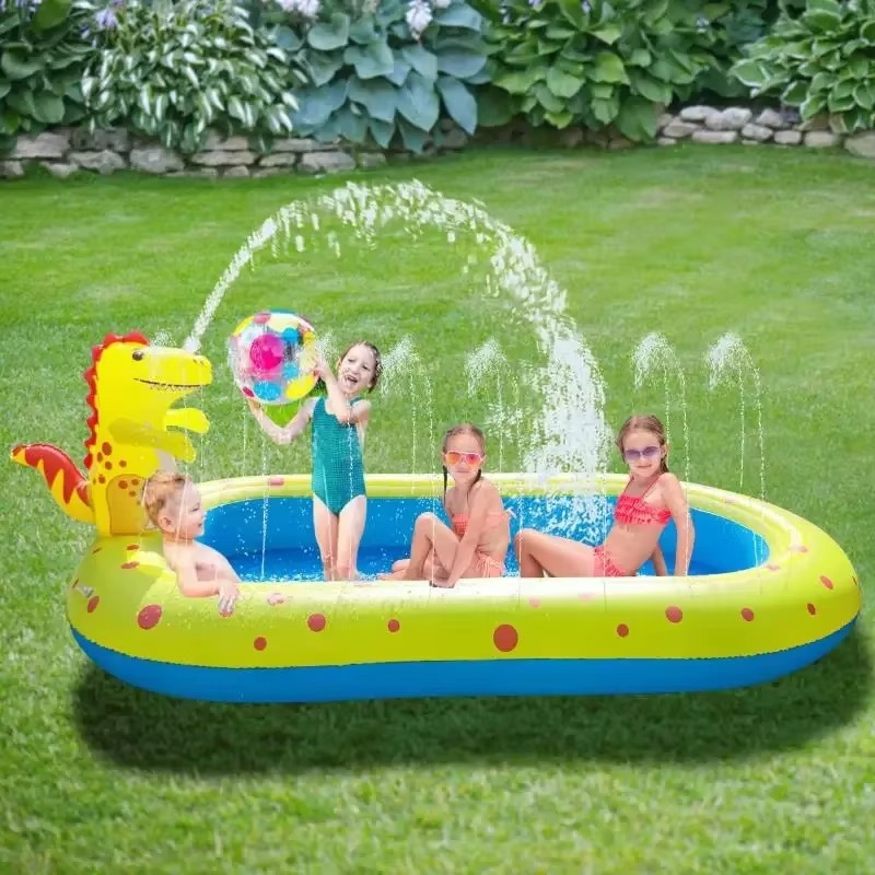 Children Swimming Pool Inflatable Spray Water Play Pool Toys Dinosaur Sprinkler Games Kids Summer Outdoor Pool Garden Water Toys