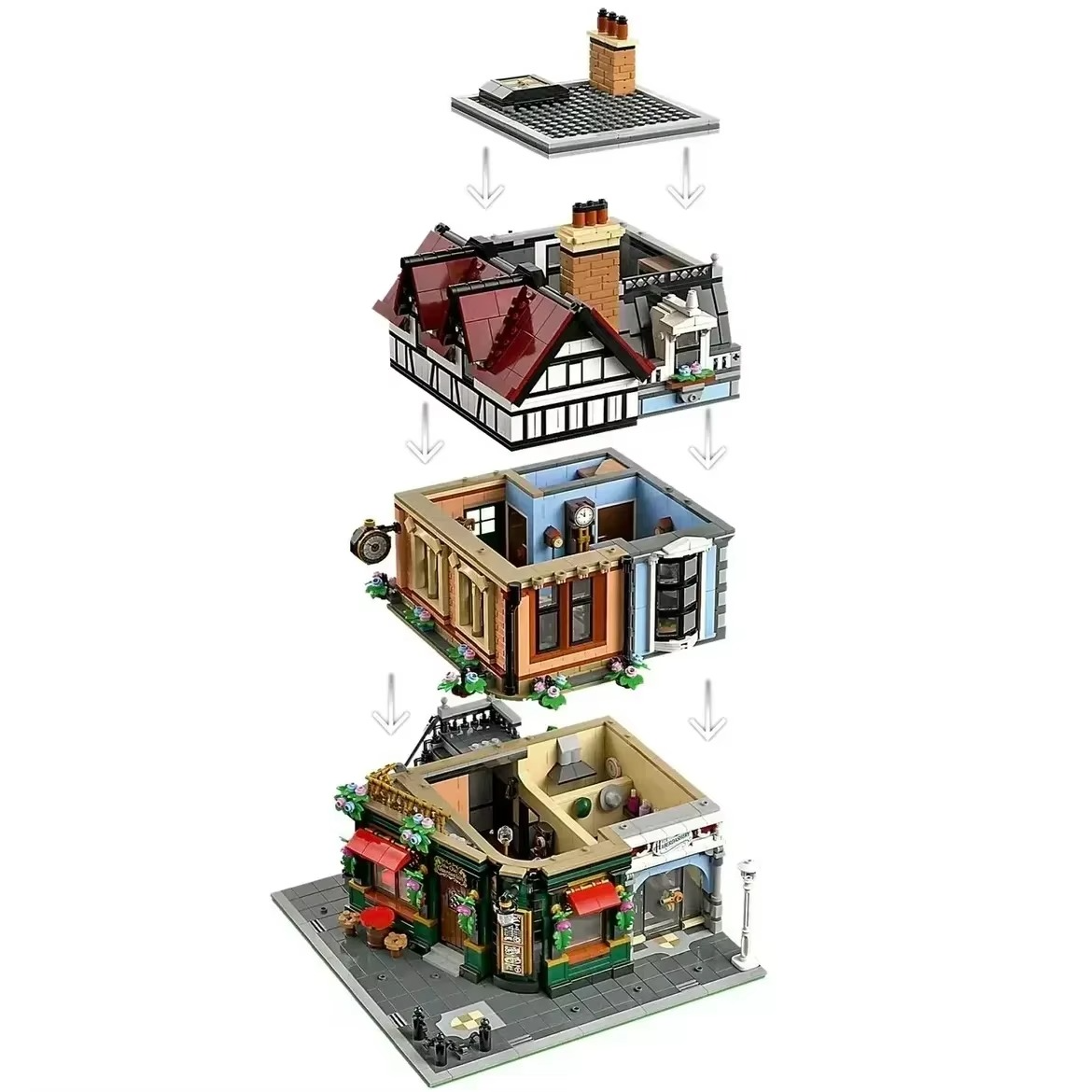 2025 New Tudor Corner Modular Building Blocks Creative Expert Street View Brick Toys Children Adult Christmas Gifts Construction