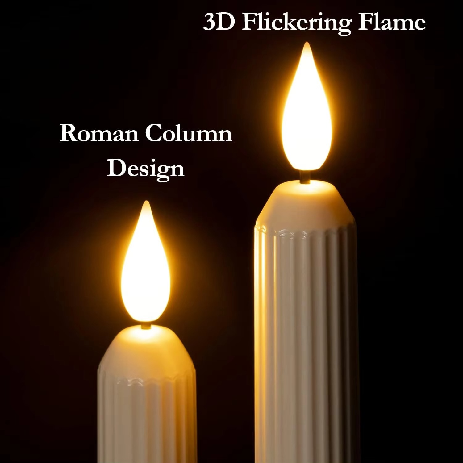 6Pcs LED Window Candles with Dusk to Dawn Sensor Battery Operated Ivory Candlesticks Suction Cups for Christmas Roman Column