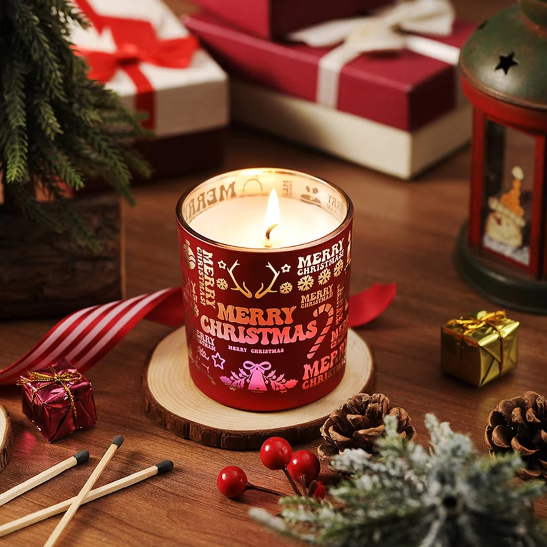 Christmas candle laser hollow atmosphere ornament aromatherapy candle festive decoration Christmas gift