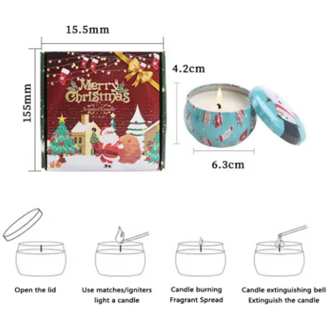 4PCS/set of Christmas aromatherapy candle gift boxes soy wax smokeless aromatherapy gifts Christmas candles home decoration